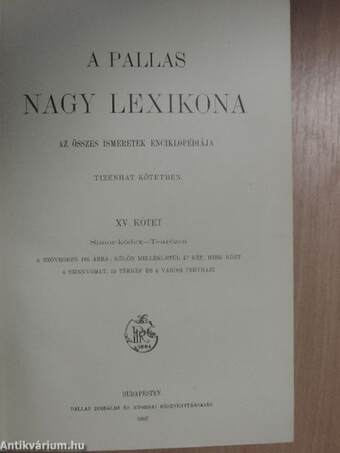 A Pallas Nagy Lexikona XV. (töredék)