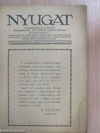 Nyugat 1918. január 16.