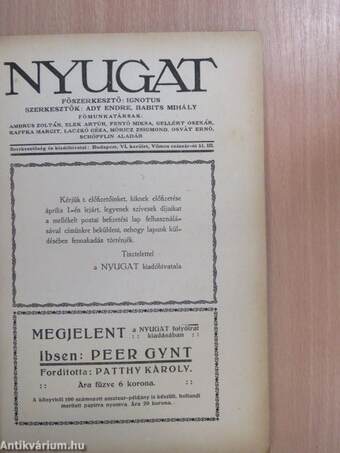 Nyugat 1918. junius 1.