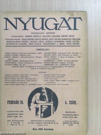 Nyugat 1923. február 16.