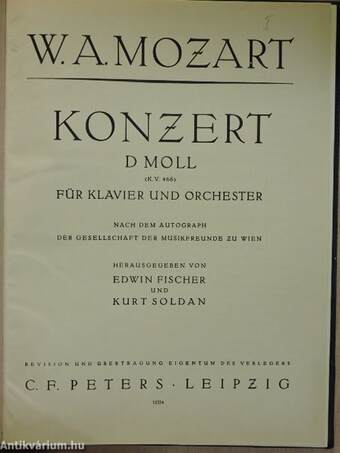 Konzert D Moll für Klavier und Orchester/Concertos de W. A. Mozart