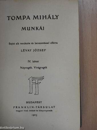 Tompa Mihály munkái IV.