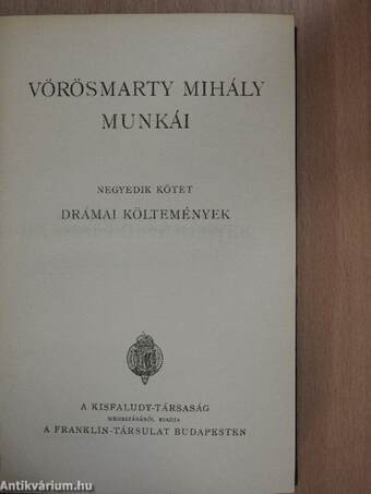 Vörösmarty Mihály munkái IV.