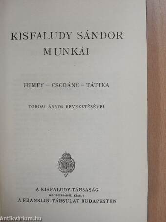 Kisfaludy Sándor munkái