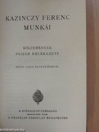 Kazinczy Ferenc munkái