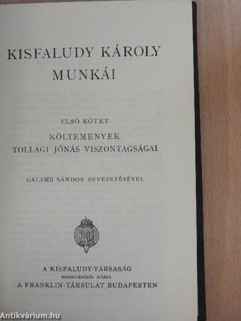 Kisfaludy Károly munkái I.