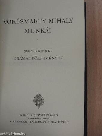 Vörösmarty Mihály munkái IV.