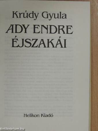 Ady Endre éjszakái