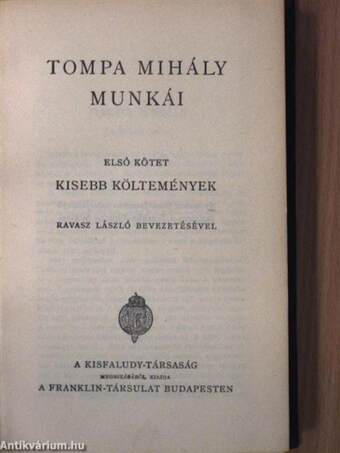 Tompa Mihály munkái I.