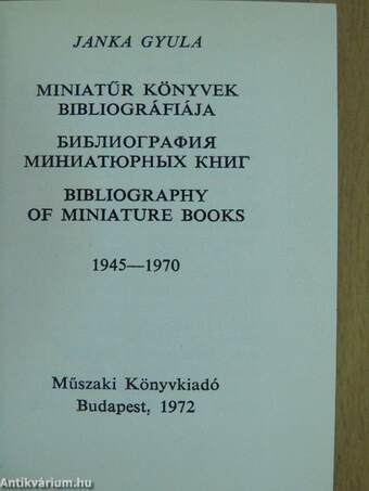 Miniatűr könyvek bibliográfiája 1945-1970 (minikönyv)