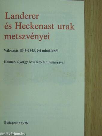 Landerer és Heckenast urak metszvényei/Legujabb iráspróbák Landerer és Heckenast pesti könyvnyomó-intézetéből (minikönyv) (számozott)