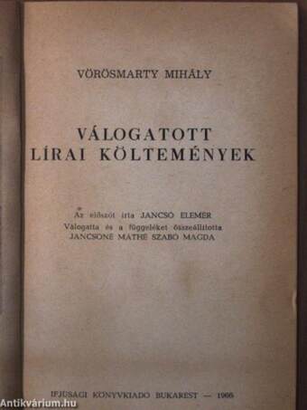 Válogatott lírai költemények