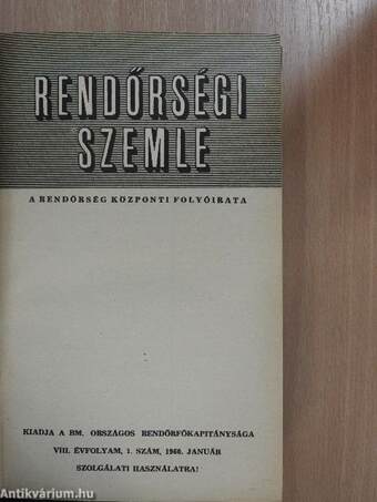 Rendőrségi Szemle 1960. (nem teljes évfolyam)