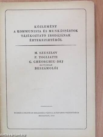 Közlemény a Kommunista és Munkáspártok Tájékoztató Irodájának értekezletéről