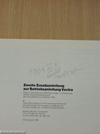 Zweite Zusatzanleitung zur Betriebsanleitung Vectra