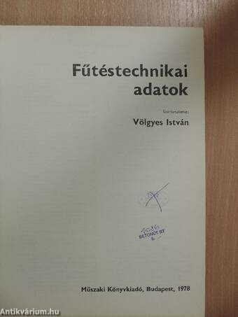 Fűtéstechnikai adatok