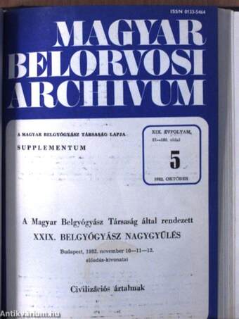 Magyar Belorvosi Archivum 1982/1-6./Magyar Belorvosi Archivum Supplementuma 1982/1-6.