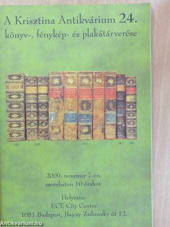 A Krisztina Antikvárium 24. könyv-, fénykép- és plakátárverése