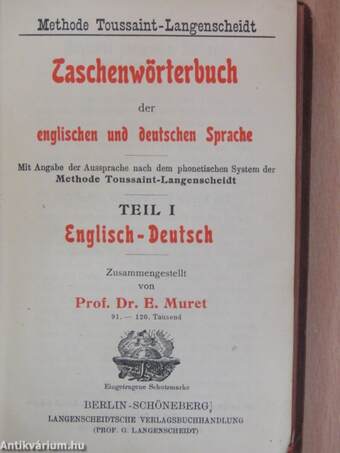 Taschenwörterbuch der englischen und deutschen Sprache I-II. (gótbetűs)