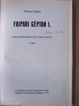 Faipari géptan I.