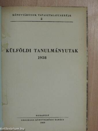 Külföldi tanulmányutak 1958