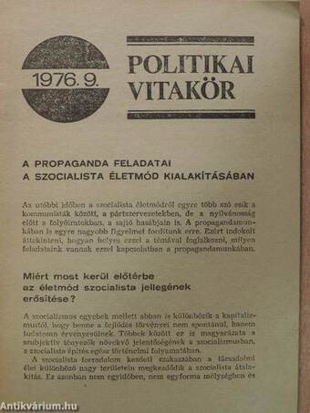 Politikai Vitakör 1976/9.