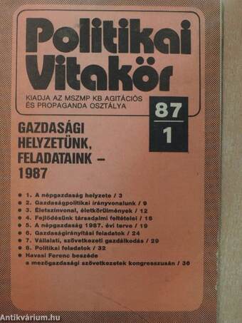 Politikai Vitakör 1987/1.