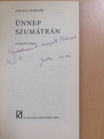 Ünnep Szumátrán (dedikált példány)