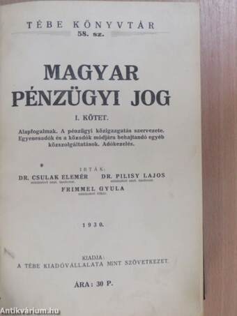 Magyar pénzügyi jog I.