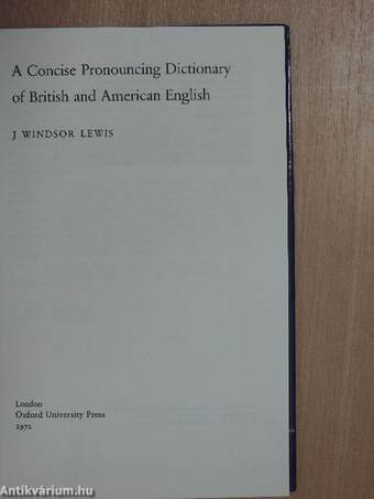 A Concise Pronouncing Dictionary of British and American English