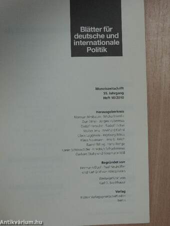 Blätter für deutsche und internationale Politik Heft 10/2010