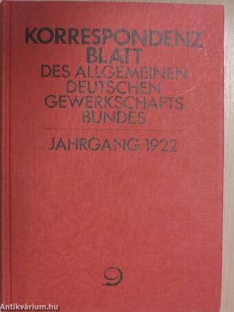 Korrespondenzblatt des Allgemeinen Deutschen Gewerkschaftsbundes - 32. Jahrgang (gótbetűs)