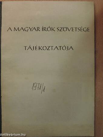 A Magyar Írók Szövetsége tájékoztatója