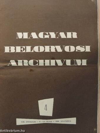 Magyar Belorvosi Archivum 1960. augusztus