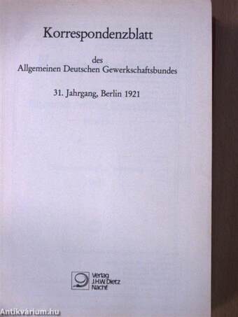 Korrespondenzblatt des Allgemeinen Deutschen Gewerkschaftsbundes - 31. Jahrgang (gótbetűs)