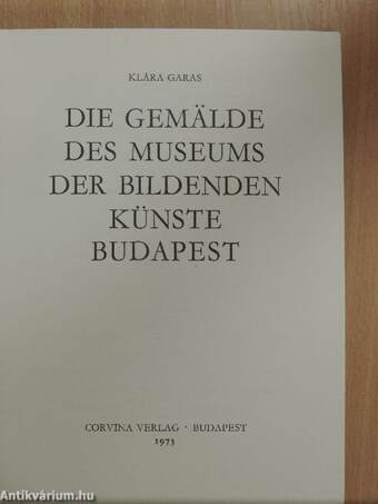 Die Gemälde des Museums der Bildenden Künste Budapest