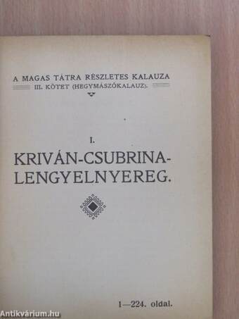 A Magas Tátra részletes kalauza III/1-3.