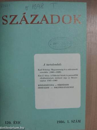 Századok 1986. (nem teljes évfolyam)