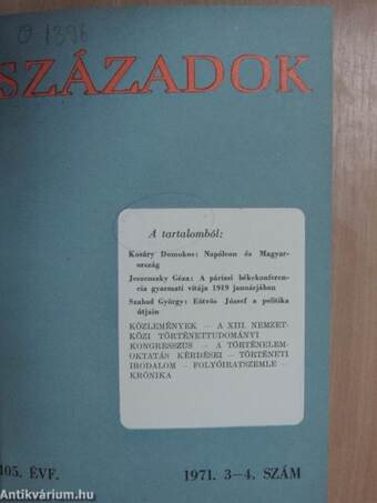 Századok 1971. (nem teljes évfolyam)