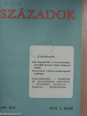 Századok 1975. (nem teljes évfolyam)