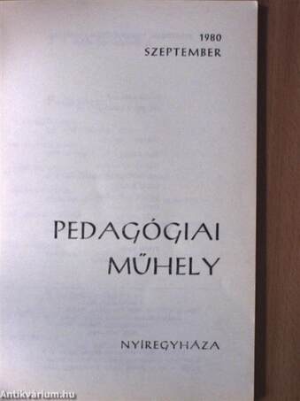 Pedagógiai Műhely 1980. szeptember