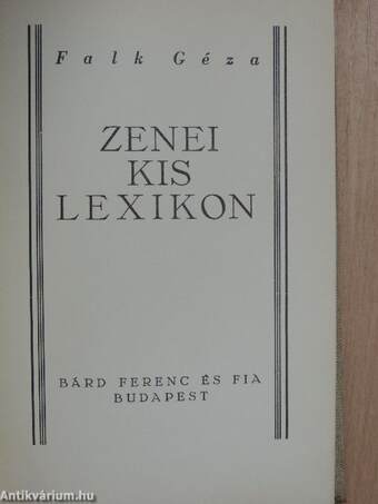 Zenei kis lexikon