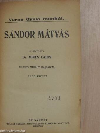 Sándor Mátyás I-II.