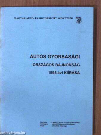 Autós gyorsasági országos bajnokság 1995. évi kiírása