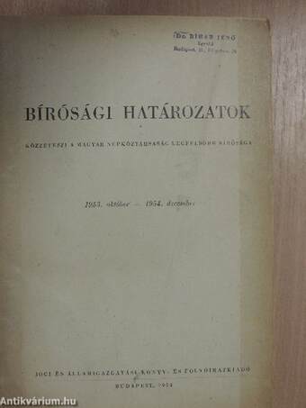 Bírósági határozatok 1953. október-1954. december