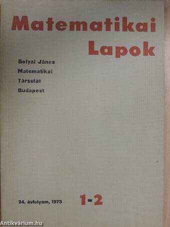 Matematikai Lapok 1973/1-4.