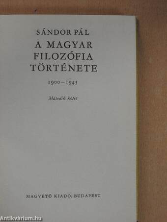 A magyar filozófia története II. (töredék)