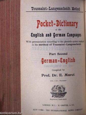 Taschenwörterbuch der englischen und deutschen Sprache I-II.