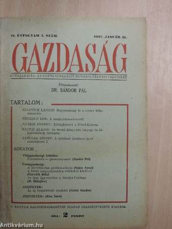 Gazdaság 1947. január 15.