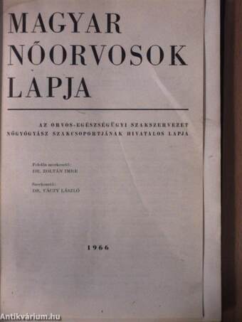 Magyar Nőorvosok Lapja 1966. január-december